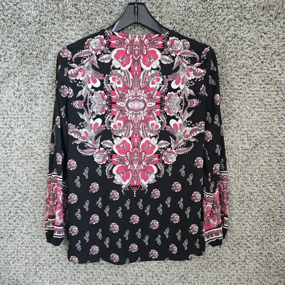 JM Collection Top Womens PM Petite Medium Pink Paisley Print Sheer Blouse Ladies - Picture 7 of 7